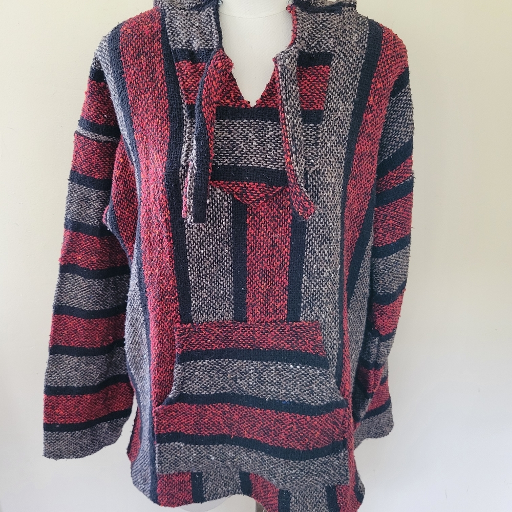 Artesanias striped baja hoodie size large